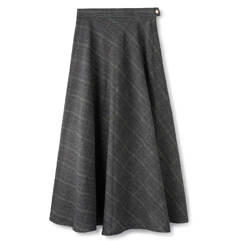 Signature Circle Skirt IN: Grey Plaid elastic waist skirt