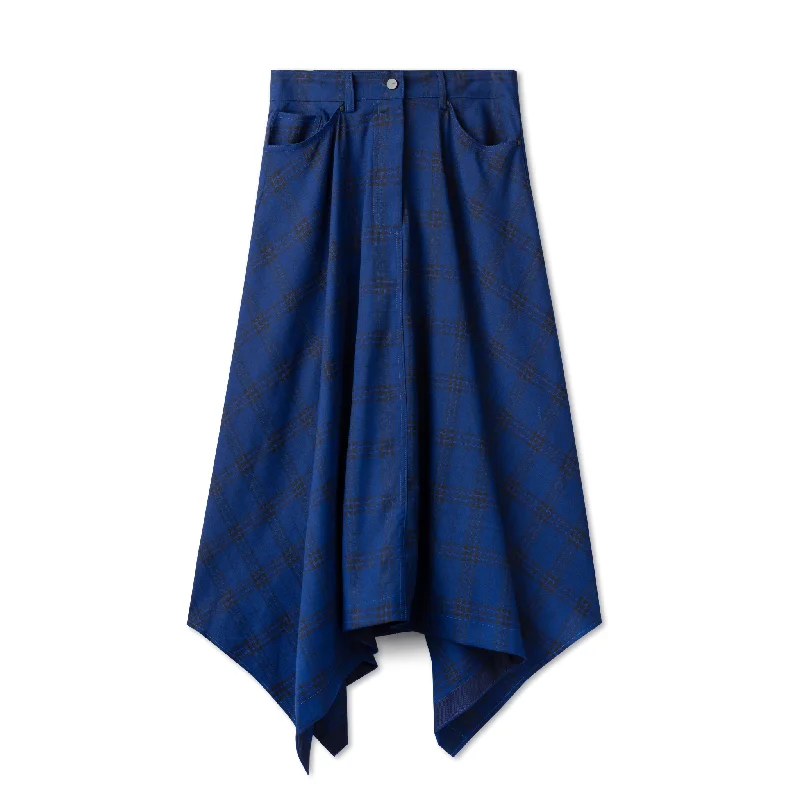 Kercheif Skirt IN: Blue Plaid linen skirt natural