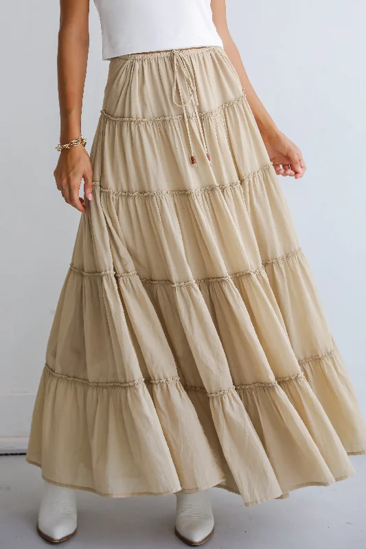 FINAL SALE - Adorable Lifestyle Tiered Maxi Skirt linen skirt relaxed