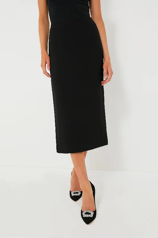 Black Yasmeen Midi Skirt wool skirt sturdy