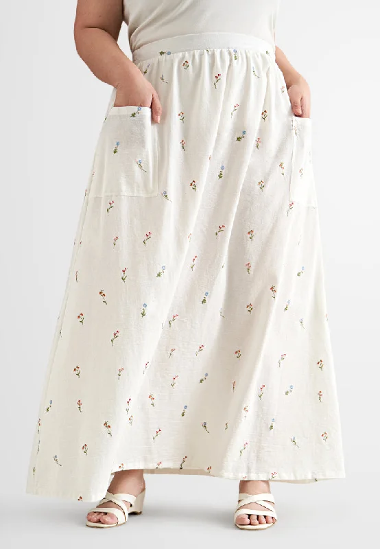 Sakura Bloom Cotton Pocket Flare Skirt zip skirt side