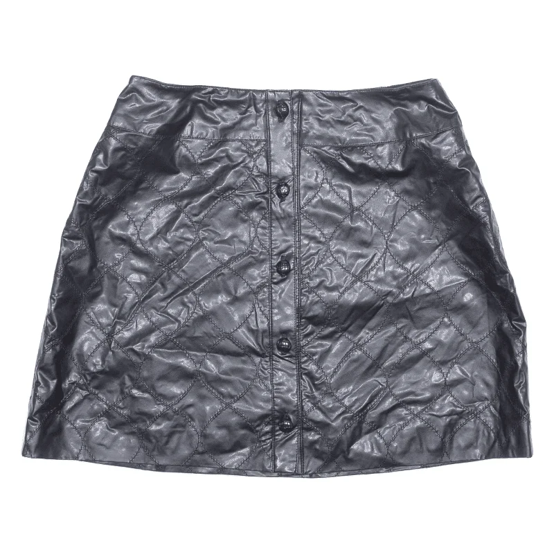 BLULITA Faux Leather Quilted Look Womens Straight Skirt Black Short UK 8 spandex blend skirt