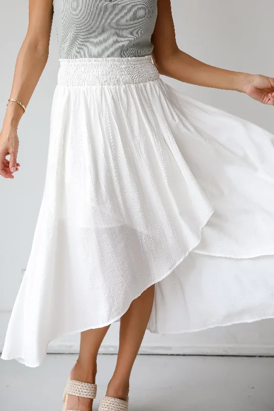 FINAL SALE - Dreamy Crush White Satin Midi Skirt corduroy skirt cozy