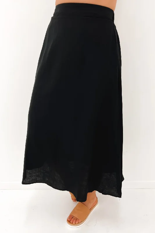 Elijah Maxi Skirt Black leather skirt durable