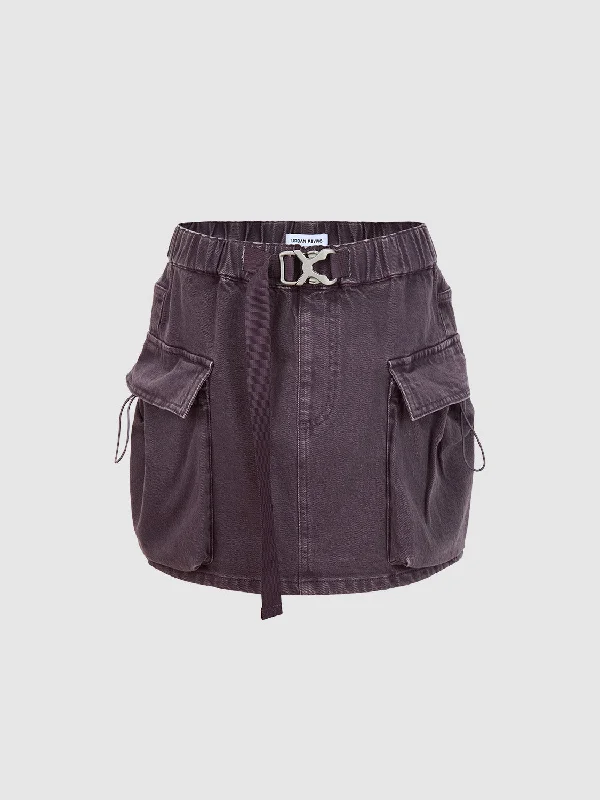 Flap Pocket Mini Denim Skirts silk skirt smooth