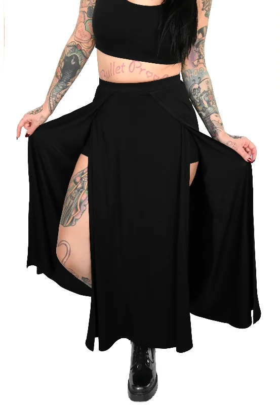 Foxblood - Darla Maxi with Built In Shorts - Skirt denim skirt fashionable