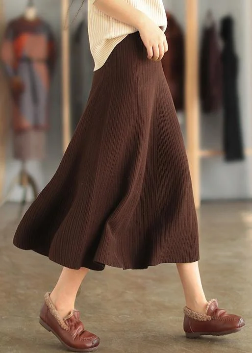French Elastic Waist Cinched Spring Quilting Clothes Chocolate Plus Size Skirt ruffled skirt detail French Elastic Waist Cinched Spring Quilting Clothes Chocolate Plus Size Skirt ruffled skirt detail