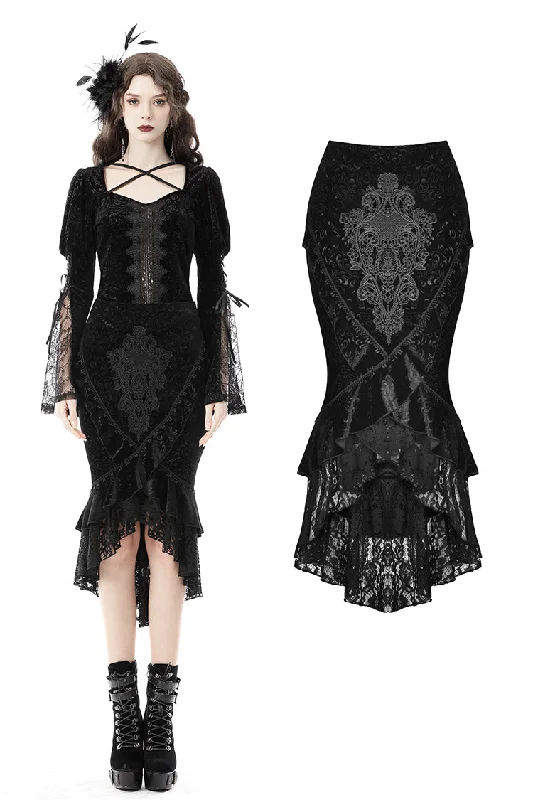 Gothic classics jacquard tail skirt KW219 corduroy skirt durable