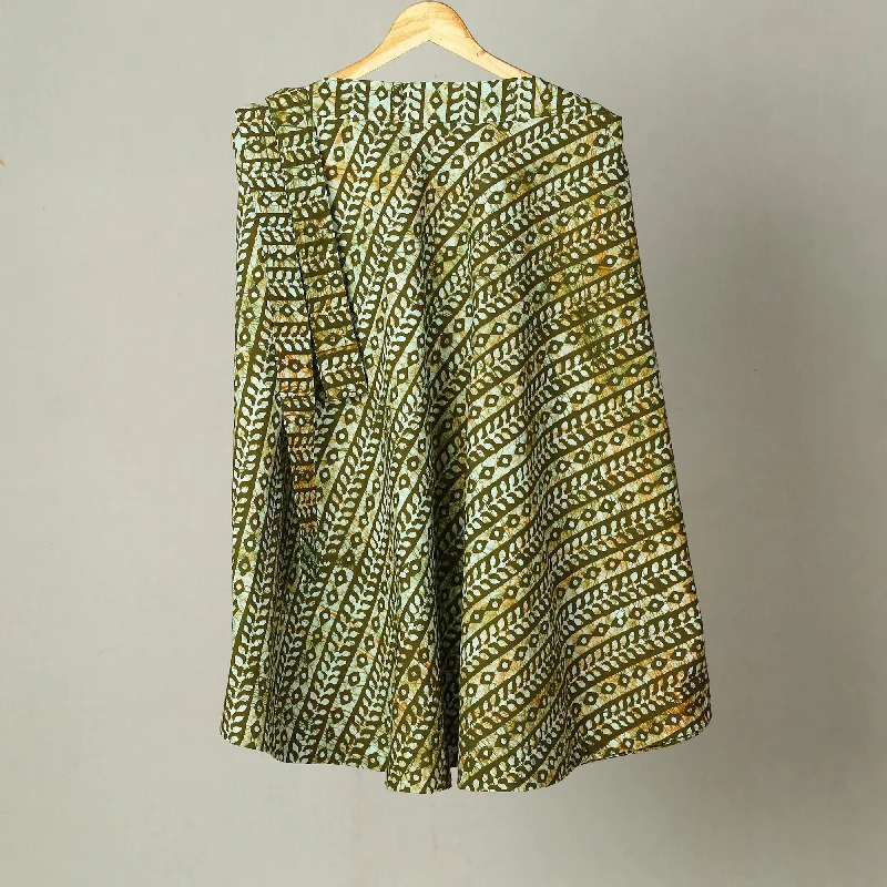 Green - Hand Batik Print Cotton Wrap Around Skirt 19 chiffon skirt airy