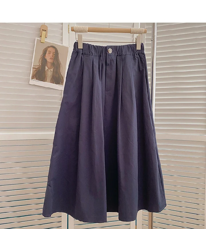 Hong Kong style high waist medium length A-shaped umbrella skirt  5830 wool skirt breathable