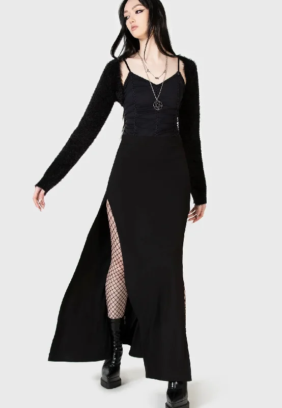 Killstar - Nocturnal Shade Maxi Black - Skirt cashmere skirt rich