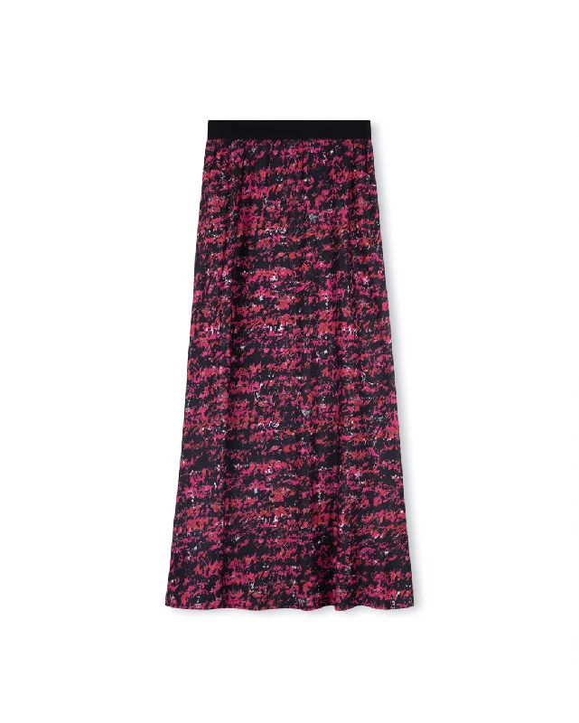 Printed Elastic Waist Slip Skirt corduroy skirt durable