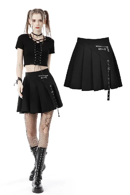 Punk rock asymmetrical pleated skirt KW228 corduroy skirt durable