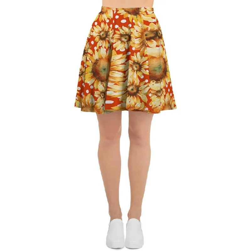 Red Polka Dot Sunflower Women's Skirt seamless skirt comfort