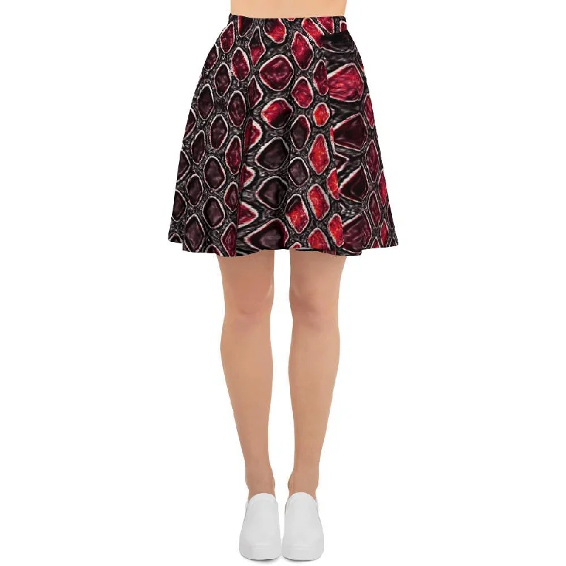 Red Snakeskin print Women's Skirt velvet skirt luxury