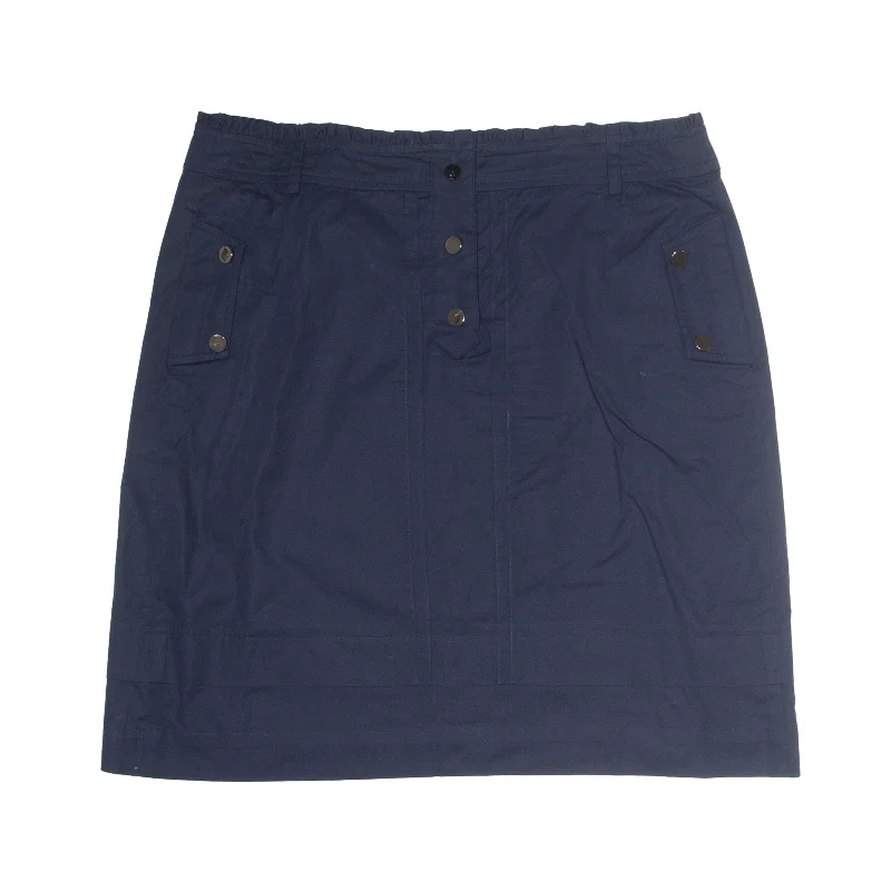 REISS Frill Waist Knee Length Straight Skirt Blue Womens UK 14 velvet skirt glossy