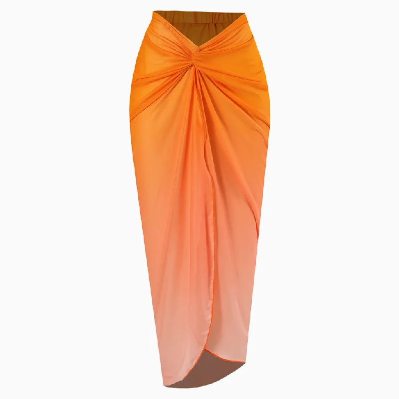 Sexy High Waist Twist Knot Ruched Summer Mesh Beach Cover Up Sarong denim skirt trendy Sexy High Waist Twist Knot Ruched Summer Mesh Beach Cover Up Sarong denim skirt trendy