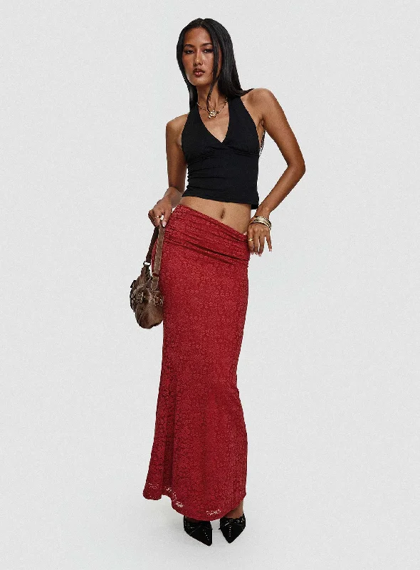 Silene Maxi Skirt Red wool skirt warm