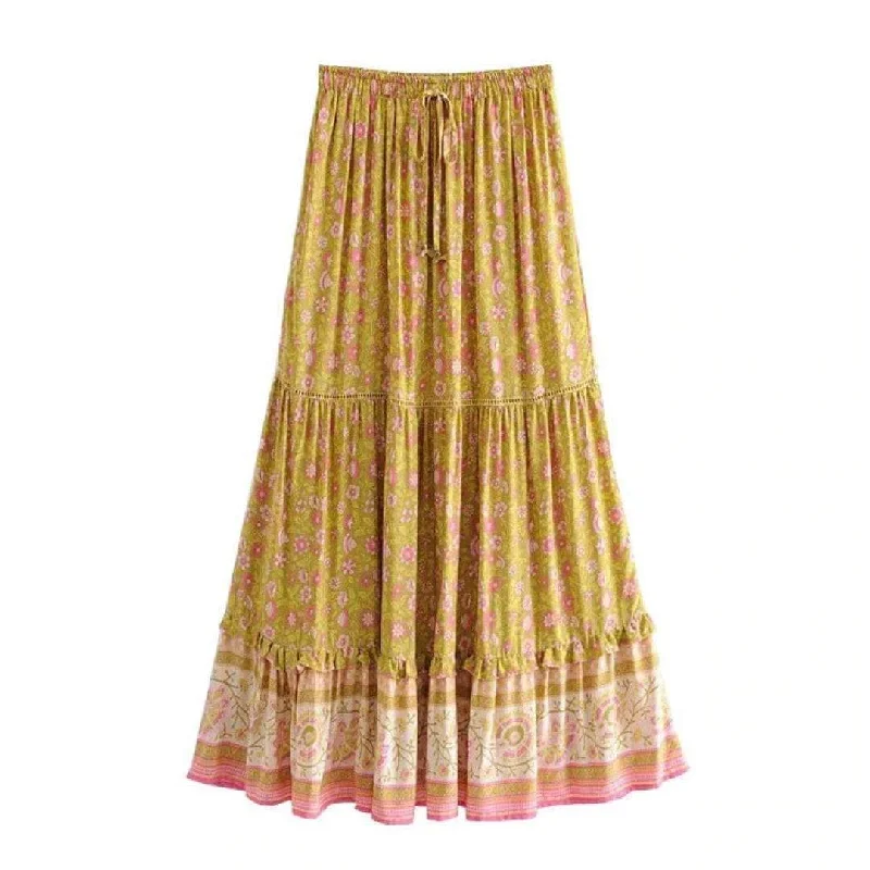 SYMPHONY Maxi Skirt - Yellow midi skirt versatile