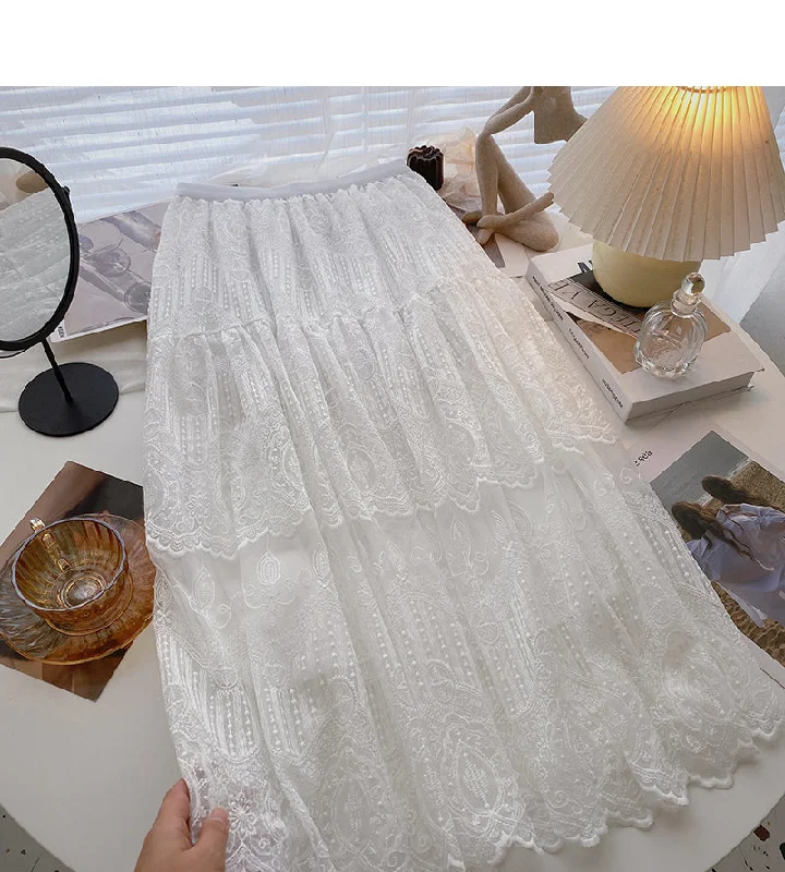 The new Korean version is gentle and thin A-line skirt  5811 silk skirt elegant