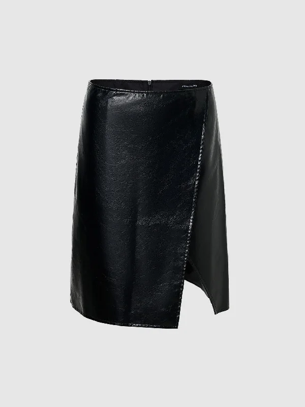 Vegan Leather Straight Skirts chiffon skirt delicate