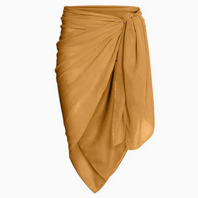 Versatile High Waist Chiffon Bow Tie Wrap Reversible Sarong Cover Up lace skirt romantic