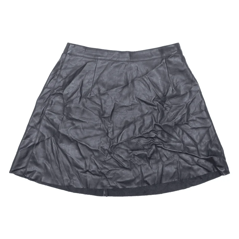 VILA Faux Leather Womens Skater Skirt Black Short M corduroy skirt cozy