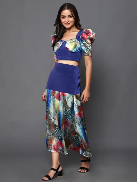 Women's Navy Blue Skirt Top - Khumaar-Shuchi Bhutani pencil skirt chic