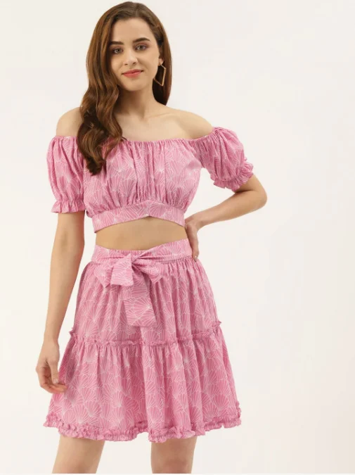Women's Shell Print Skirt Top - Khumaar-Shuchi Bhutani corduroy skirt cozy