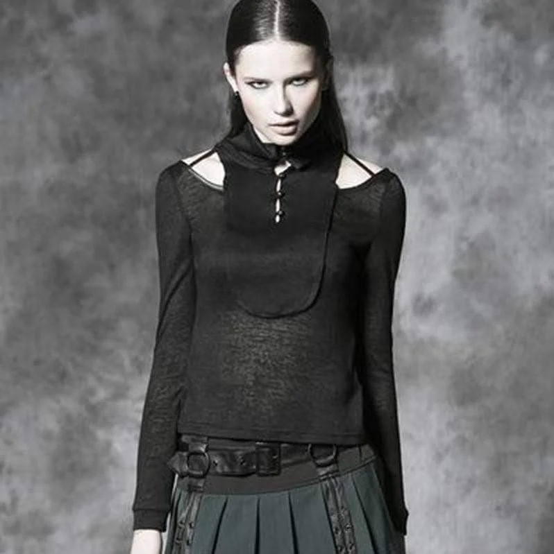 Women's Gothic Straps Pleated Skirt with Belt modal blend skirt