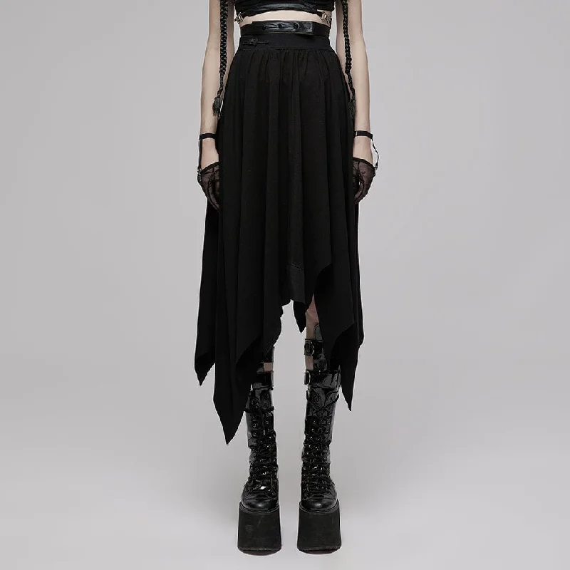 Women's Punk High-waisted Irregular Hem Skirt leather skirt bold