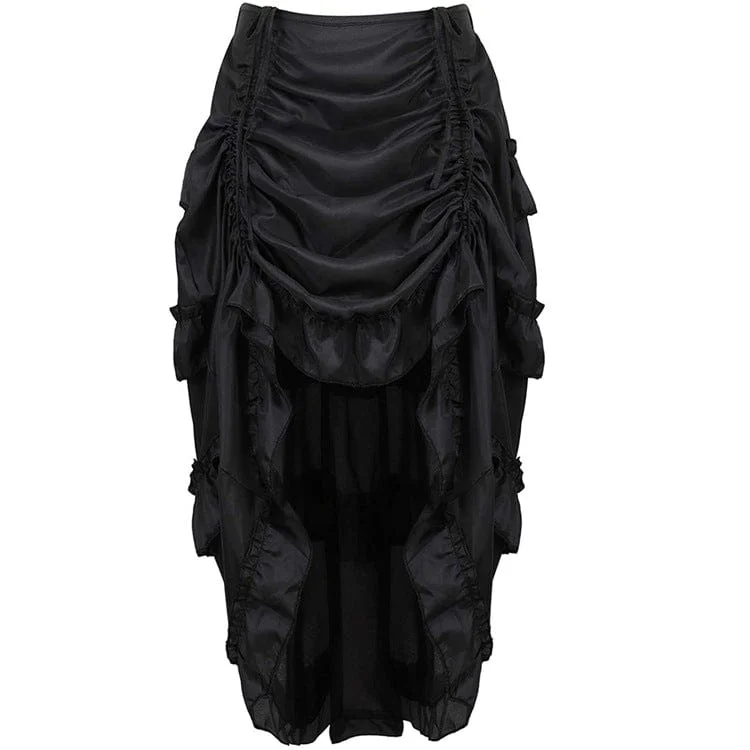 Women's Steampunk Drawstring Falbala Skirt chiffon skirt airy